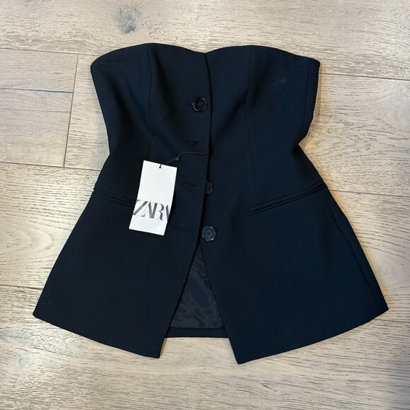 Zara Black Strapless Blouse - Picture 1 of 2